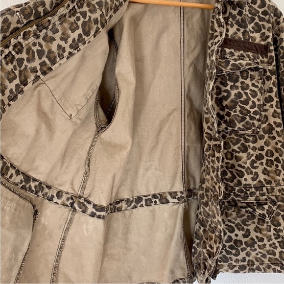 Free People Seize the Day Brown Leopard Denim Jacket - Picture 8 of 11